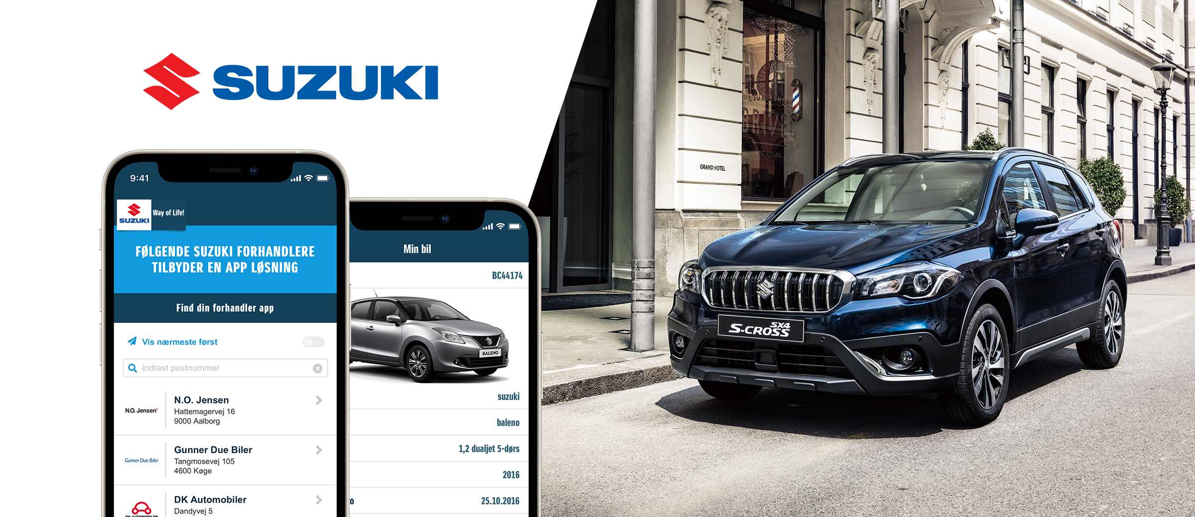 Billede der viser app til Suzuki bilforhandlere 